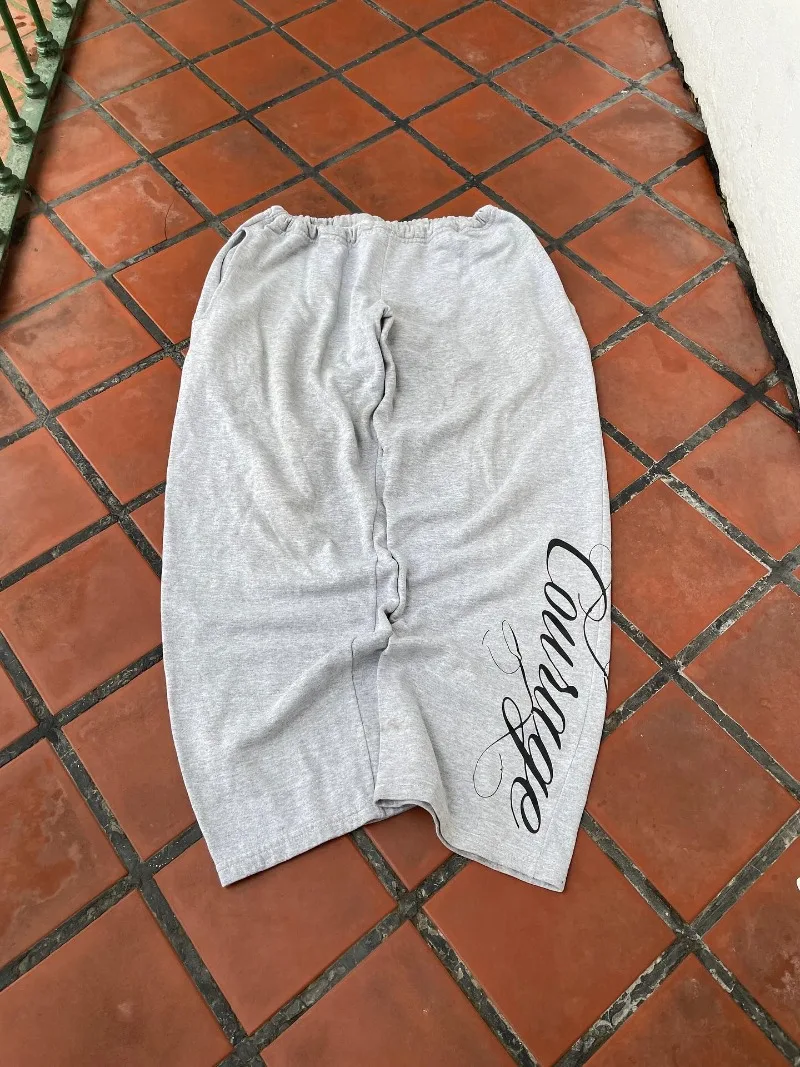 

Американский хип-хоп Harajuku с буквенным принтом, винтажные спортивные штаны большого размера для мужчин Y2K, повседневные модные свободные широкие брюки для женщин