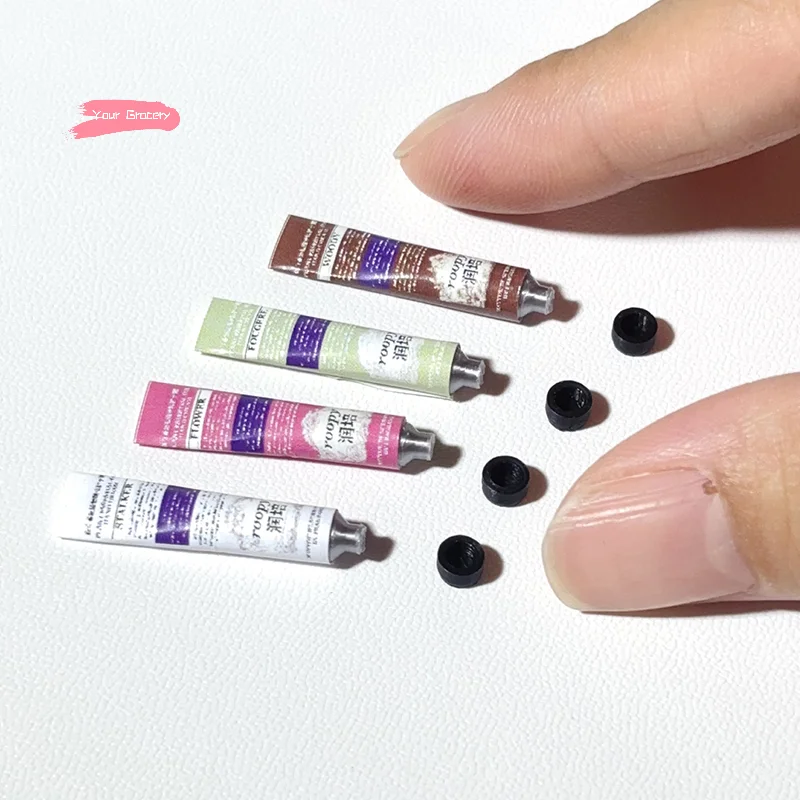 2Pcs Miniature Dollhouse Hand Cream Makeup Scene Decor Doll House Accessories Mini Beauty Props for Playhouses