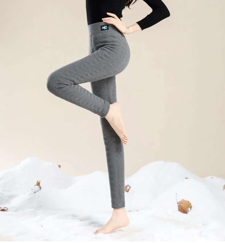 Thicken Women Slim Leggins Pantalones Warm Silk Padded High Waist Leggings Pants Winter Snow Wear Ankle-length Legginsy B288