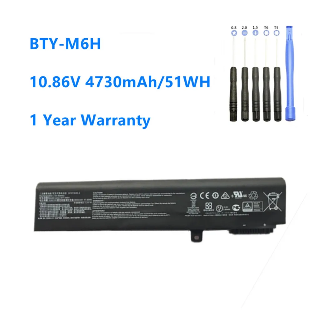 BTY-M6H Battery For MSI GE62 GE72 GP62 GP72 GL62 GL72 GP62VR GP72VR PE60 PE70 MS-16J2 MS-16J3 MS-16J9 MS-1792 MS-1795 4730mAh