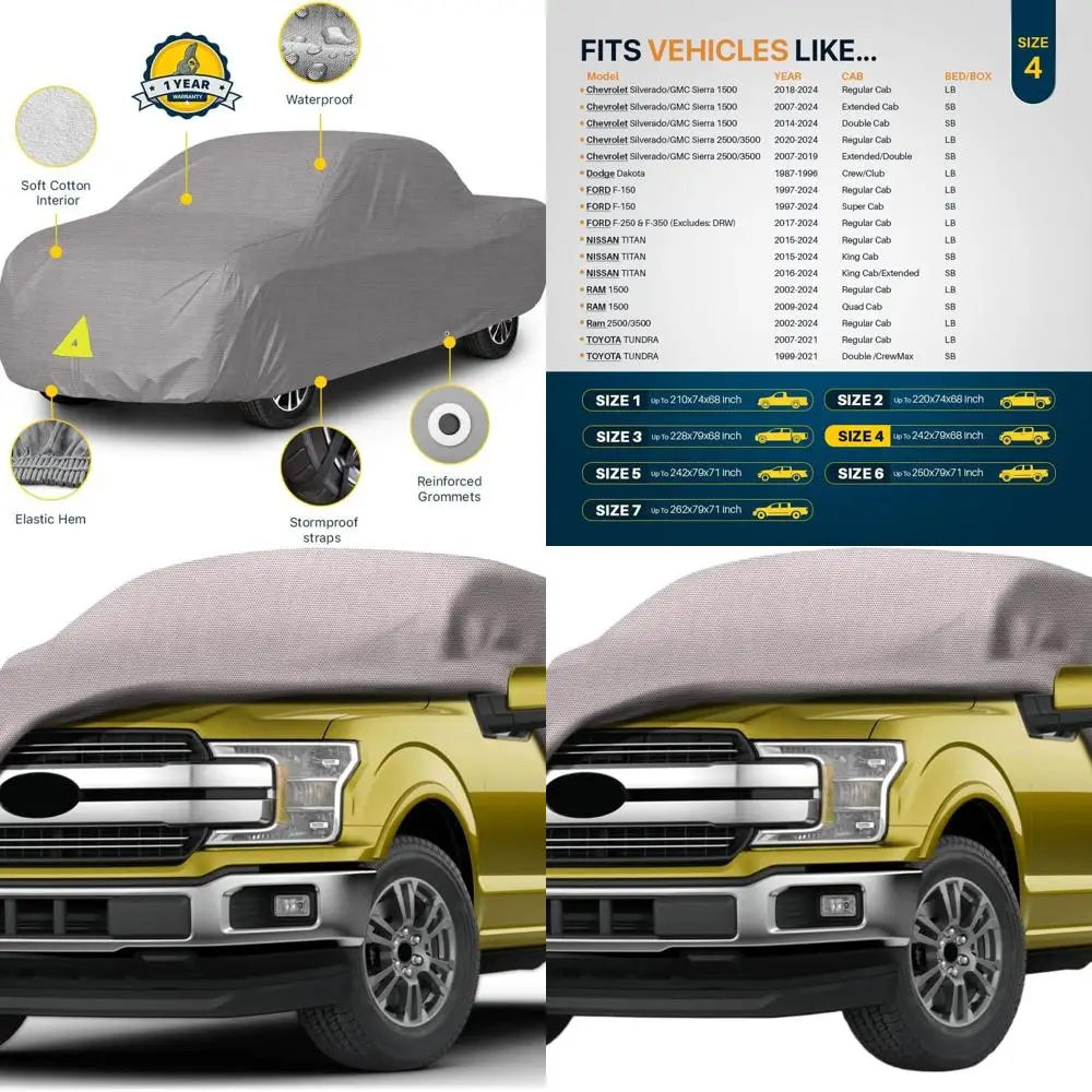 

All-Weather Universal Truck Cover, UV, Rain & Snow Protection, Fits Up to 242 L x 68 H, Max Cab 146