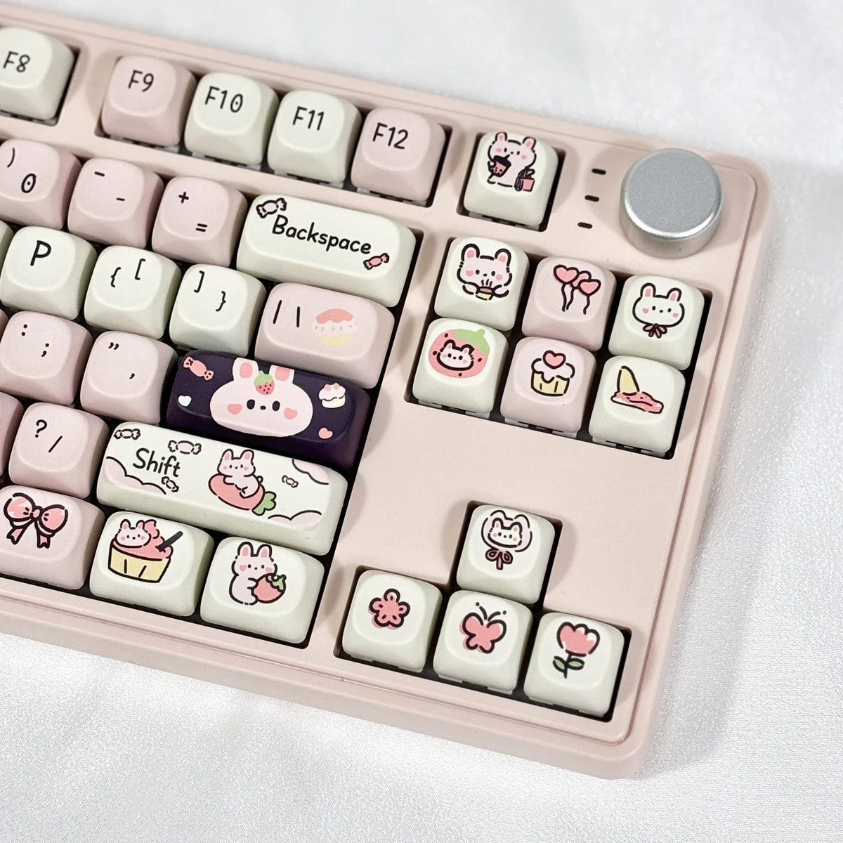 95 Keys MOA Profile Rabbit Candy Theme Keycap PBT Sublimation Cute Cartoon Key Caps for GMK87 Gaming Mechanical Keyboard Keycaps