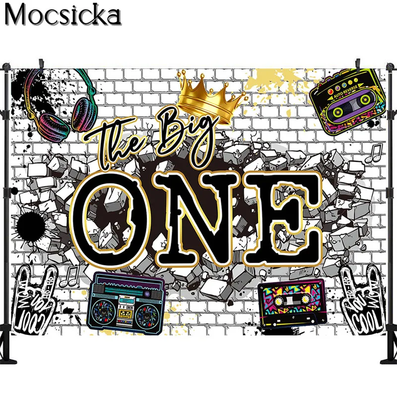 Mocsicka The Big One Backdrop Hip Hop 1st Birthday Party Decoration Photography Background Old School Rap Photobooth Photoshoot