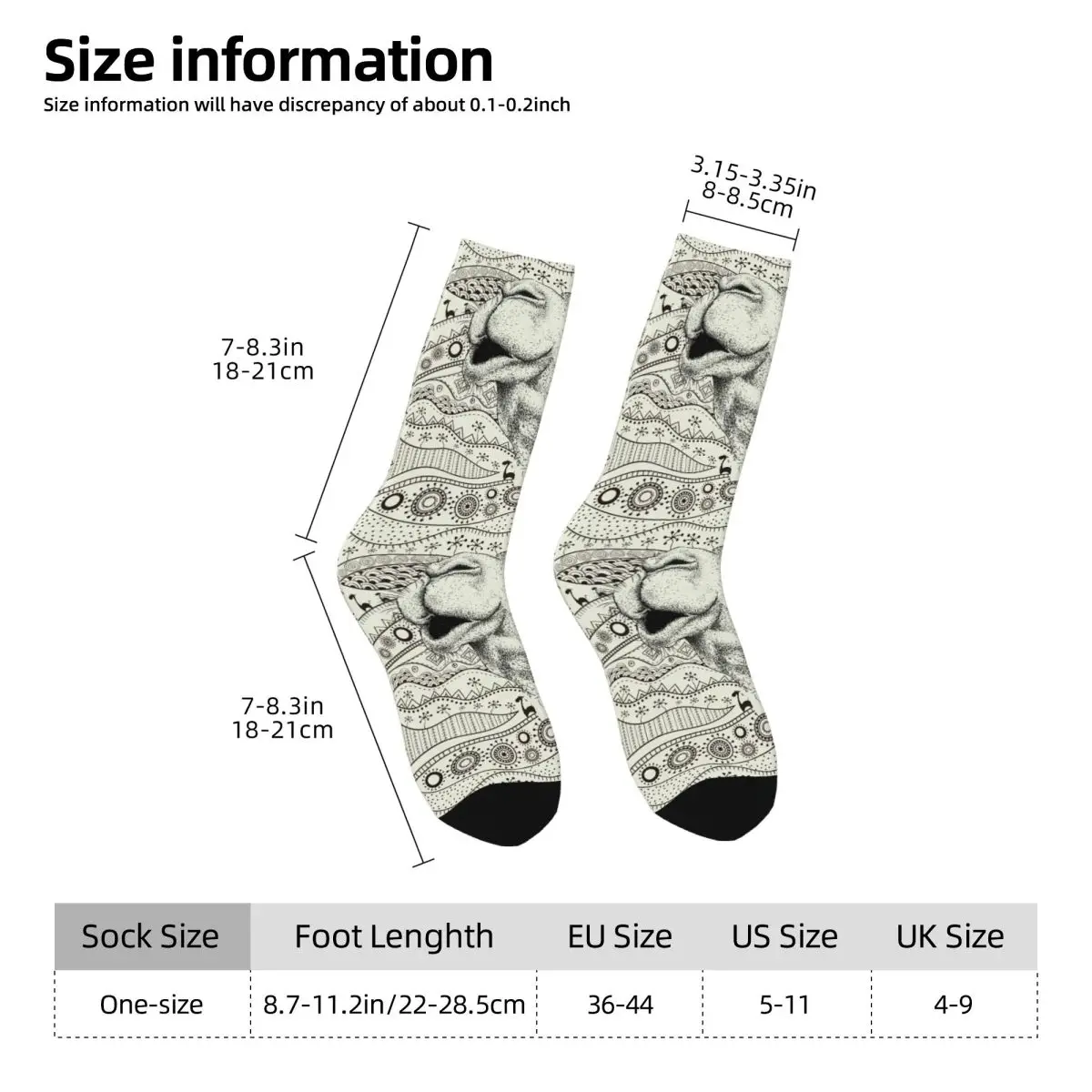 Funny Crazy Sock for Men African Camel Hip Hop Vintage Happy Pattern Printed Boys Crew Sock Casual Gift