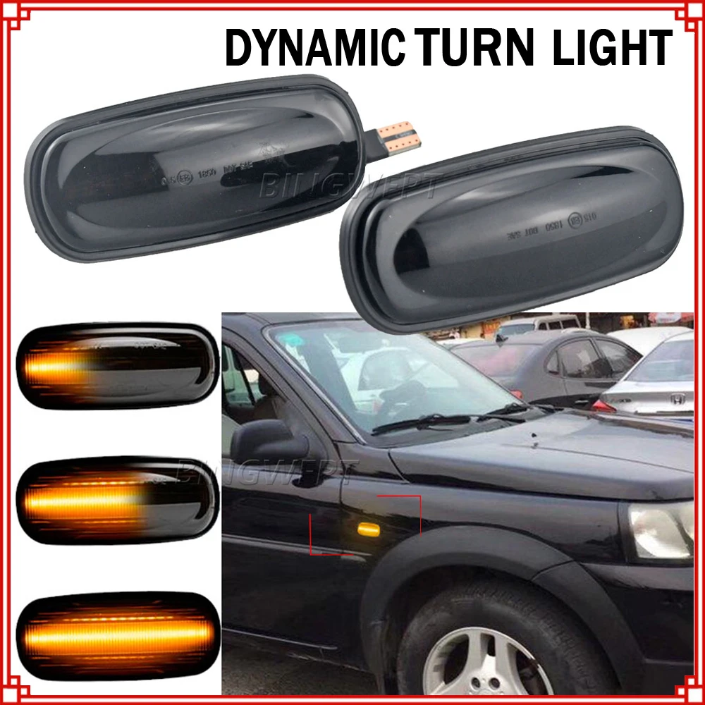 

2PCS Smoked Lens LED Side Marker Lamp For Land Rover Defender Freelander Discovery 2 HighQuality Dynamic Amber Turn Signal Light