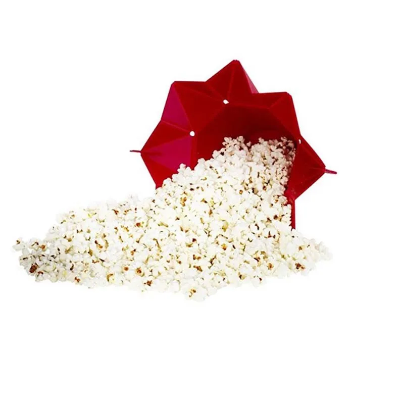 Microondas Silicone Pipoca Dobrável Silicone Vermelho Cozinha de alta qualidade Ferramentas fáceis DIY Popcorn Bucket Bowl Maker