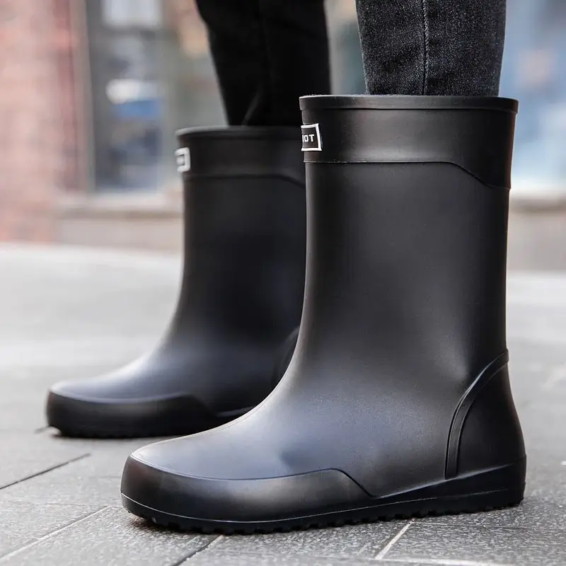 Stivali da pioggia da uomo semplici, impermeabili e antiscivolo, suola piatta, ideali per giardinaggio e pesca, resistenti 2025_voghion.com