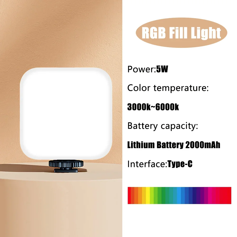 Полноцветный светодиодный RGB-светильник Minifocus 2500K-7000K 800LUX Mini Fill 3 Холодный башмак 1800 мАч Тип-C Карманная камера Горячий башмак