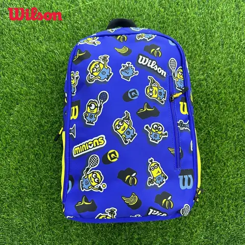 Wilson Minions V3.0 팀 배낭 전체 인쇄 대용량 테니스 라켓 가방 장비 보관 가방 더블 숄더 테니스 가방