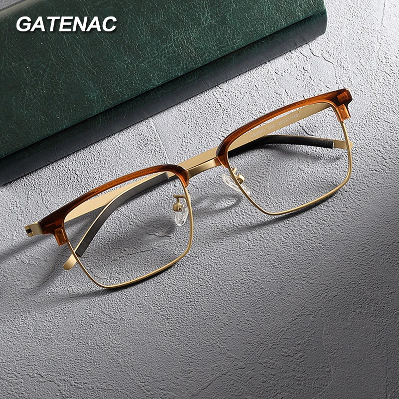 Ultra Light Acetate Alloy Eyeglasses Frame Men Vintage Denmark Screwless Glasses Frame Women Luxury Brand Designer Big Eyewear