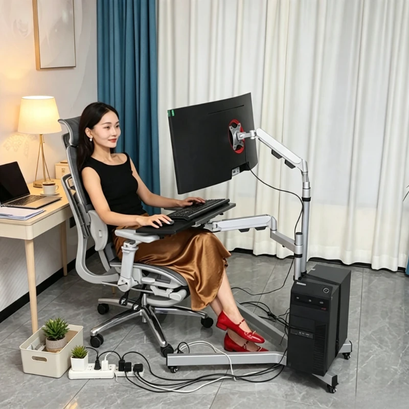 Height Adjustable Under Desk PC Tower Holder Clamp Type Thick Metal Lifting CPU Mount For Gaming Home Office Desk