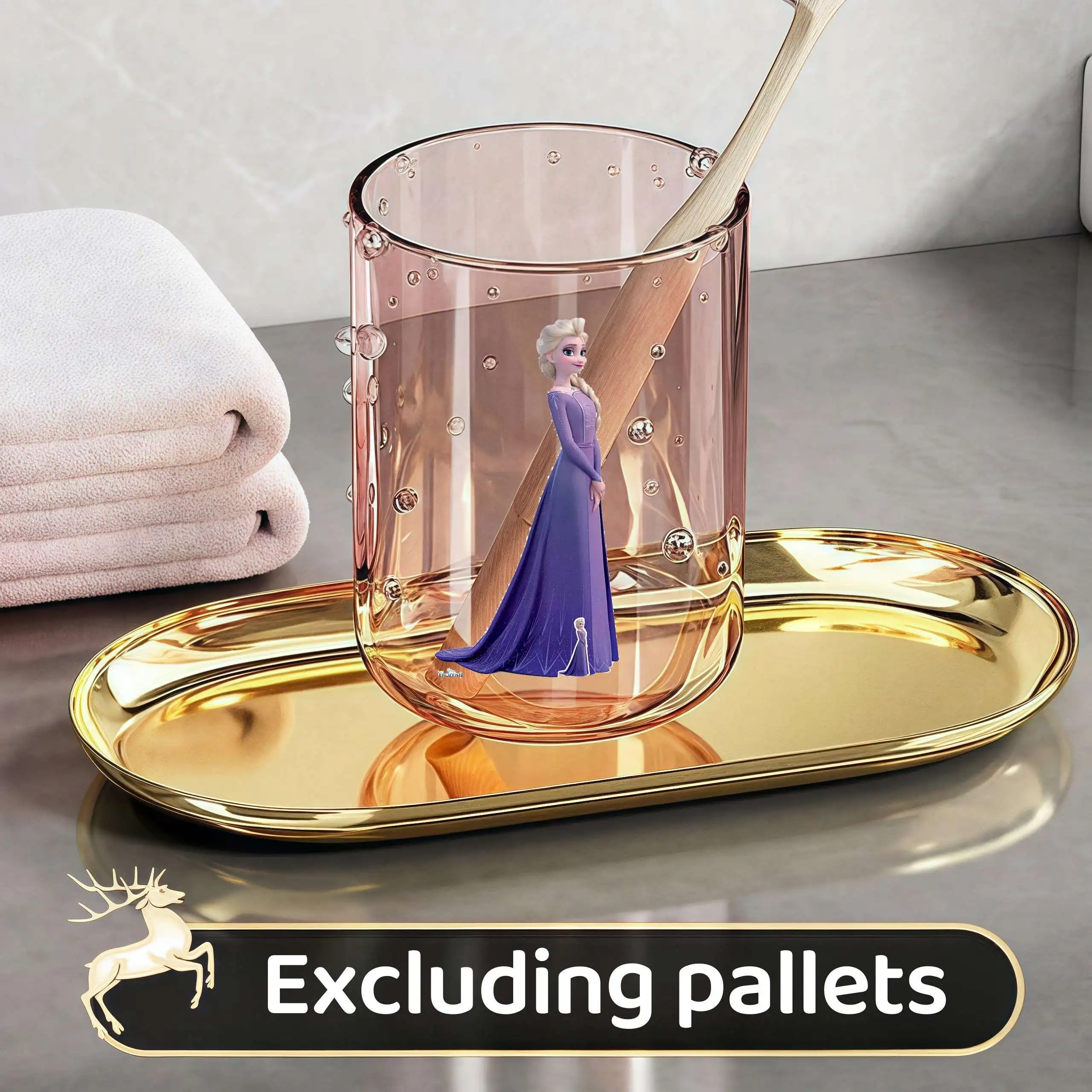 كوب ديزني فروزن برينسيس إلسا للأطفال، كوب غسيل منزلي، لون نقي، كوب غسيل شفاف، حقيبة تخزين لفرشاة الأسنان #6