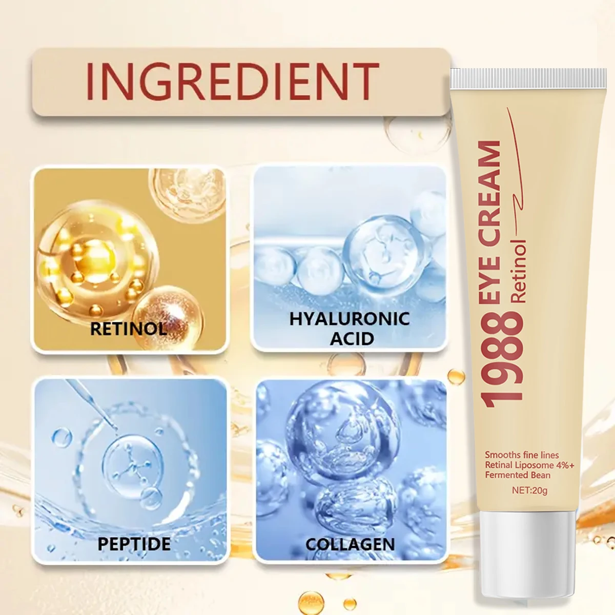 حمض الهيالورونيك الريتينول 6% تركيبة الكولاجين الببتيد المضادة للشيخوخة علاج العين المستهدف تجديد مكثف توهج الشباب #5