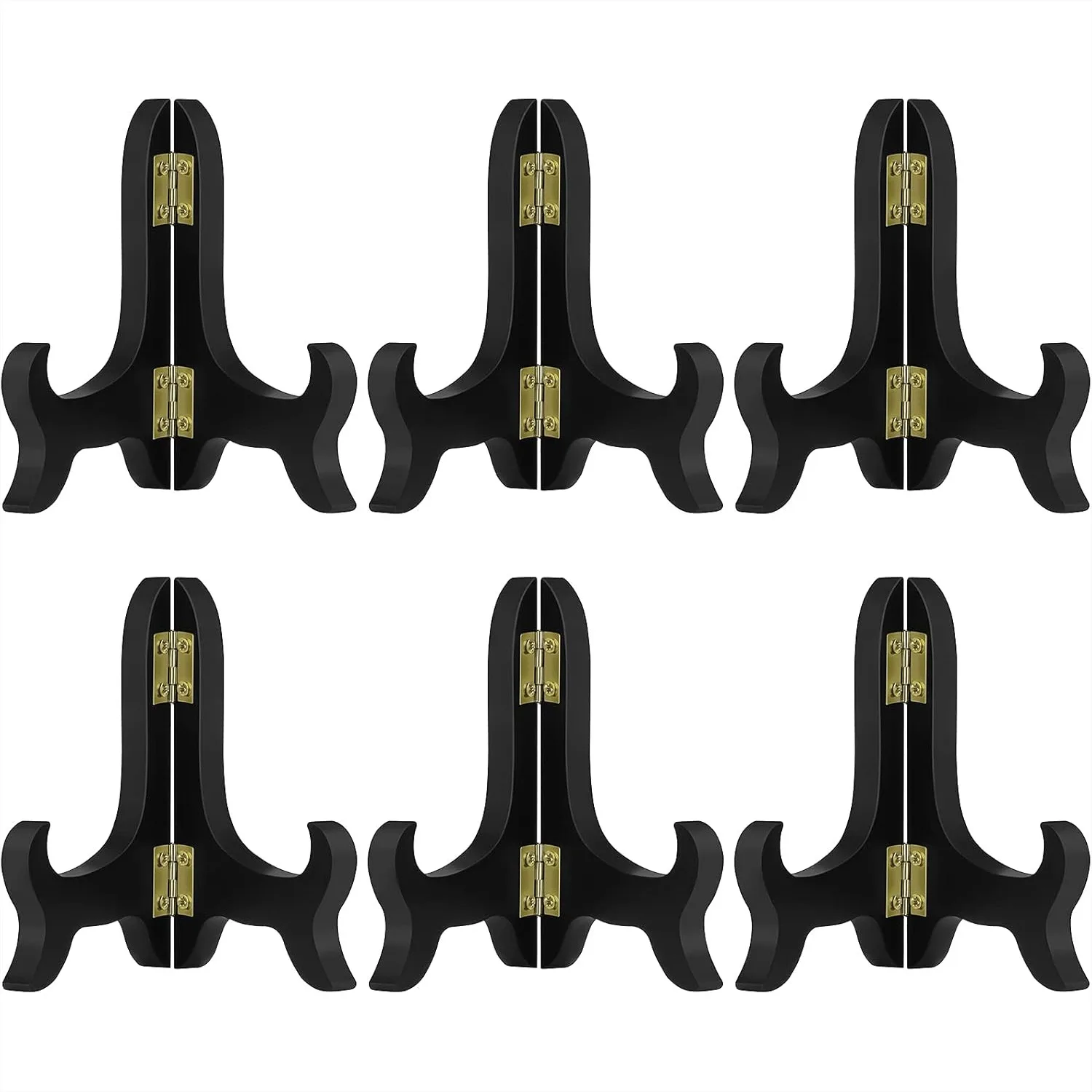 

6 Pack 4 Inch Wooden Display Stand Plate Easels Holder for Collectible Plates, Photos, Artwork