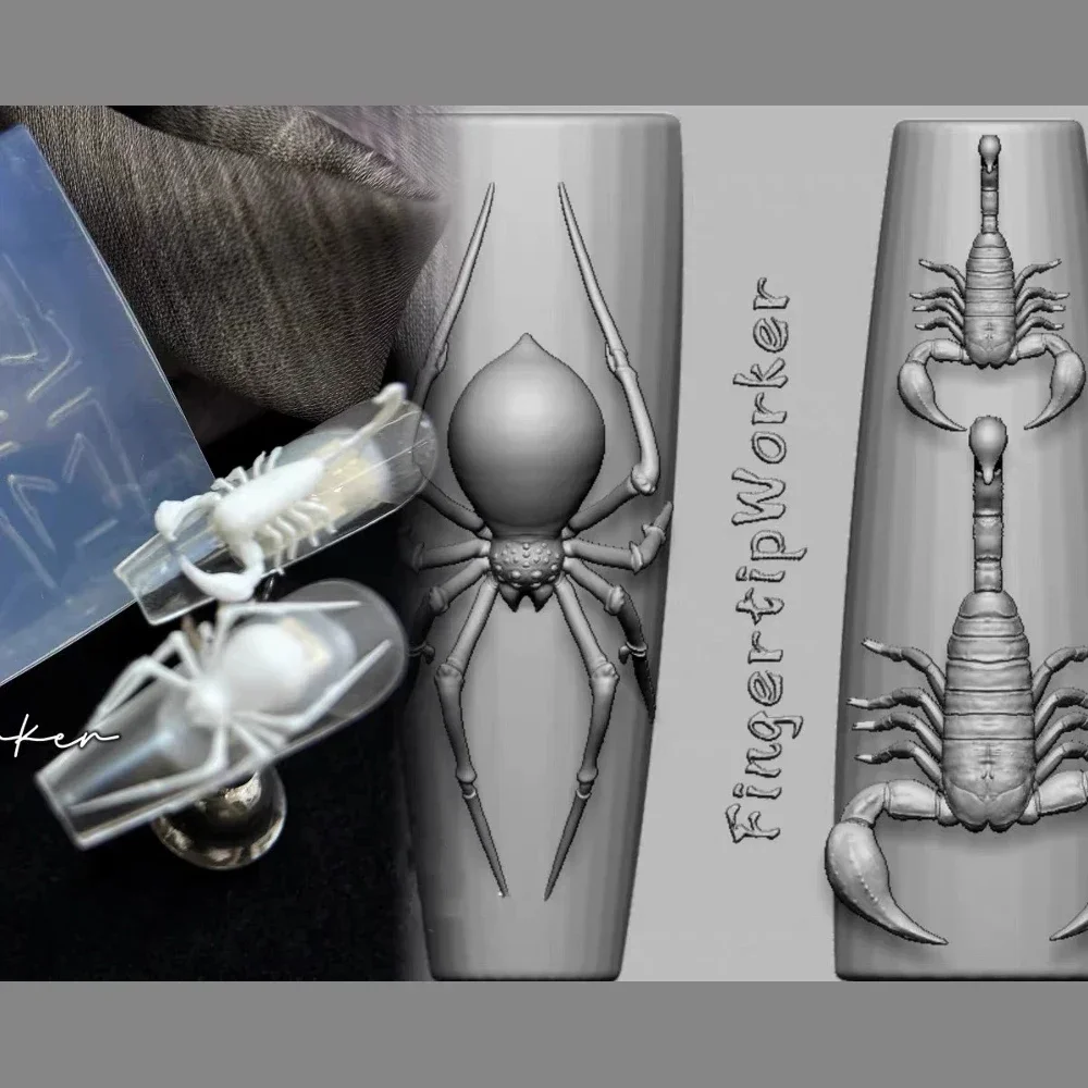 Diy Animals Dragon Snake Spider Silicone Nail Art Templates Mold Raven Swan Pigeon 3D Acrylic Carving Nail Mold Nail Art Charm