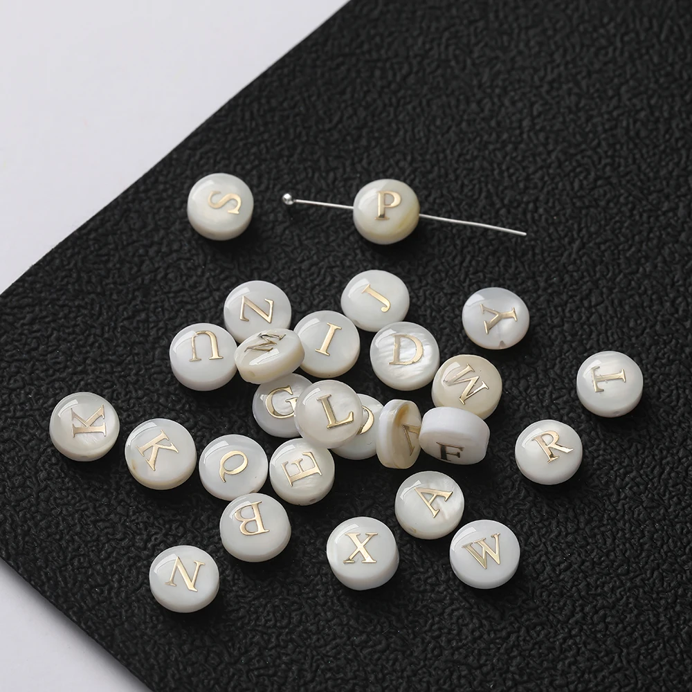 

2Pcs/Lot Natural Shell A-Z Letter Beads 26 English Letters Round Beads for Jewelry Making DIY Bracelet Necklace Accessories