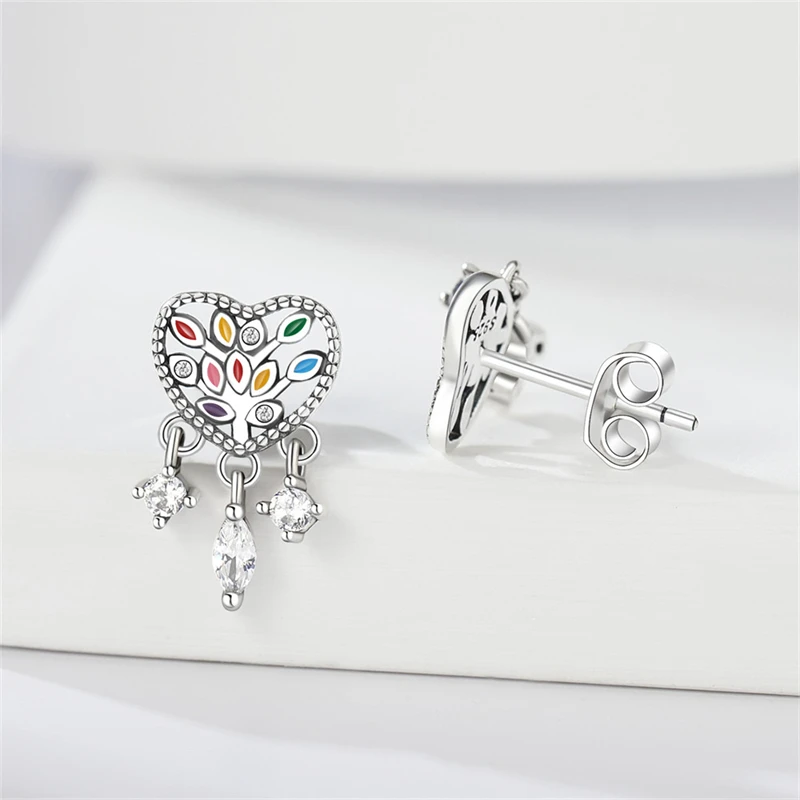 Classic Earrings 925 Sterling Silver Dreamcatcher inlay CZ Earrings for Women Birthday Party Wedding Engagemen Gift Jewelry