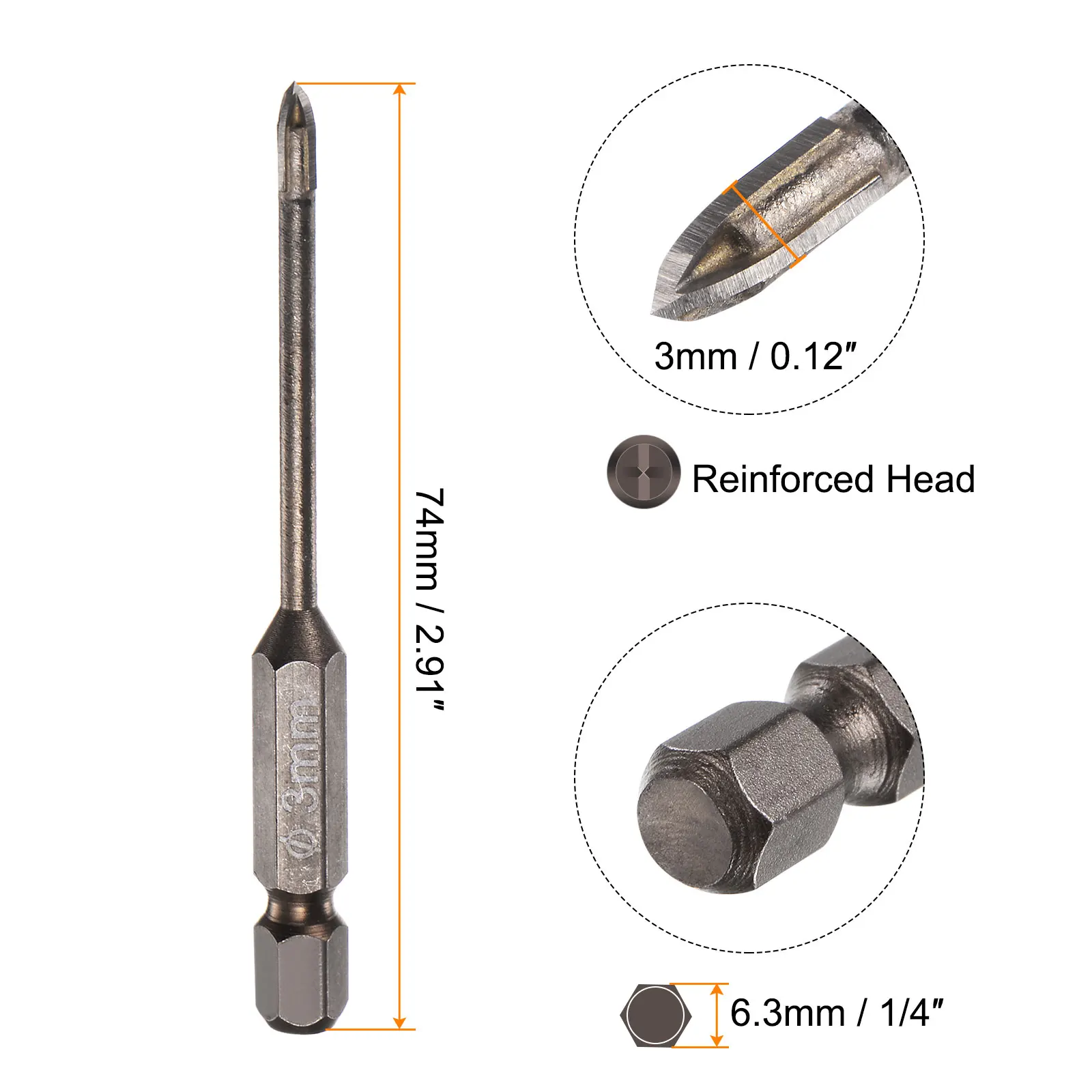Imagem -04 - Titânio Triângulo Broca com Hex Shank Bit de Alvenaria mm mm mm mm mm mm 10 Pcs