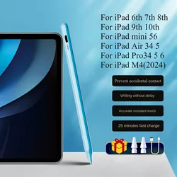 For iPad Pencil with Palm Rejection Tilt,for Apple Pencil 2 2018-2024 Stylus Pen iPad Pro 11 12.9 Air 4/5 7/8/9/10th M4 stylus