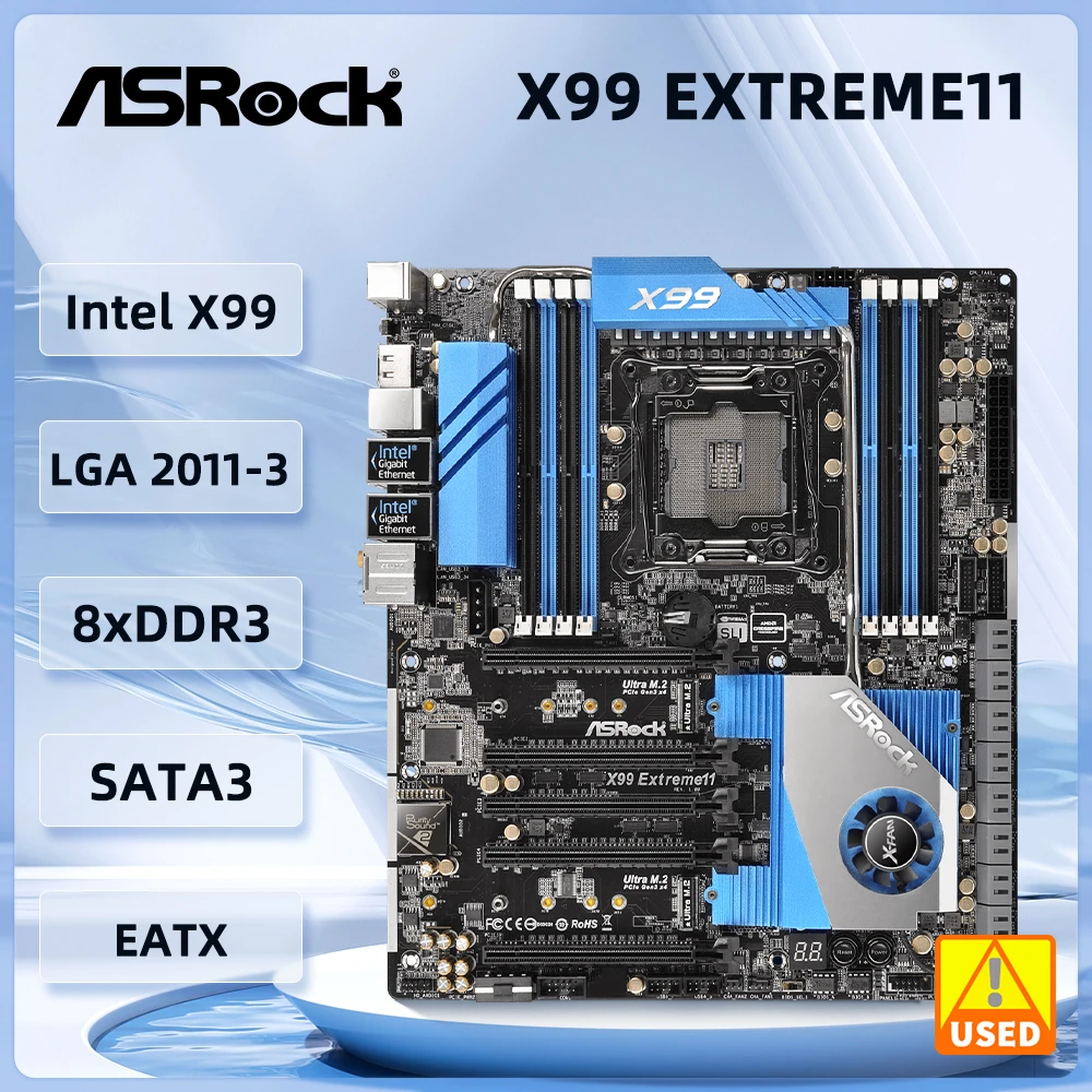 X99 X99M Motherboard ASROK X99 Extreme11 Motherboard LGA 2011-V3 DDR4 128GB support E5-2670 v3 i7-6900K E5-2630 v4 cpu  E-ATX