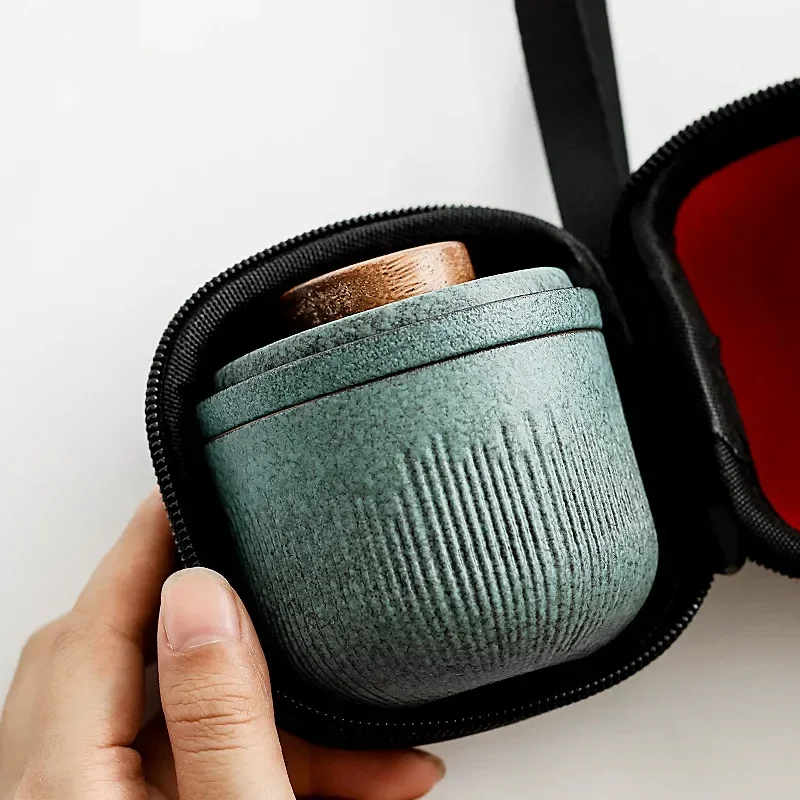 Travel Tea Set Outdoor Vehicle Quick Cup One Pot Two Cup Mini Carrying Case Filter Tea Cup Shockproof Fulfillment Organizer