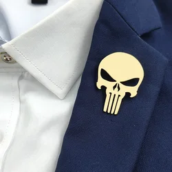 Fashion punk style hollow skull stainless steel gold-plated 18K brooch, black suit accessories, wedding matching set