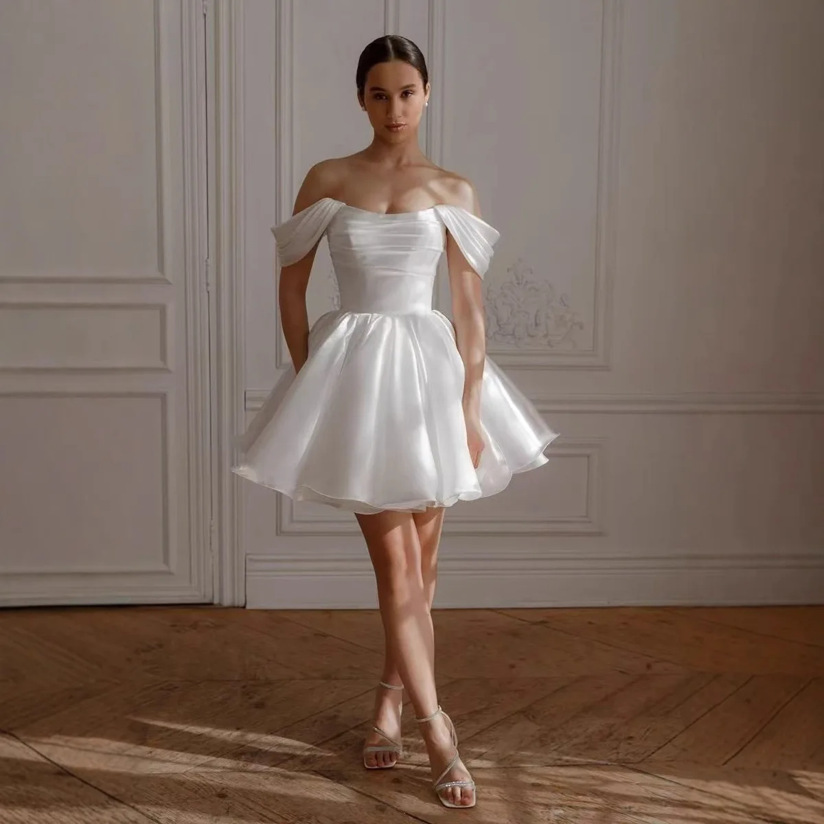 A8161 Beautiful Girls Women Performance Dress Sweet Memory Off The Shoulder White Wedding Dresses Birthday Party Dress