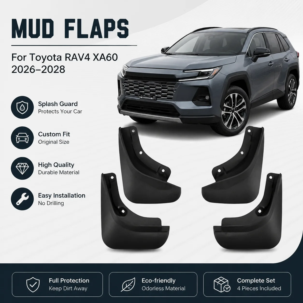 

For Toyota RAV4 2026 Car Mudguards Anti-splash Mud Flap For Toyota XA60 2027 2028 Accessories Guard Wheel Fender Mudflaps