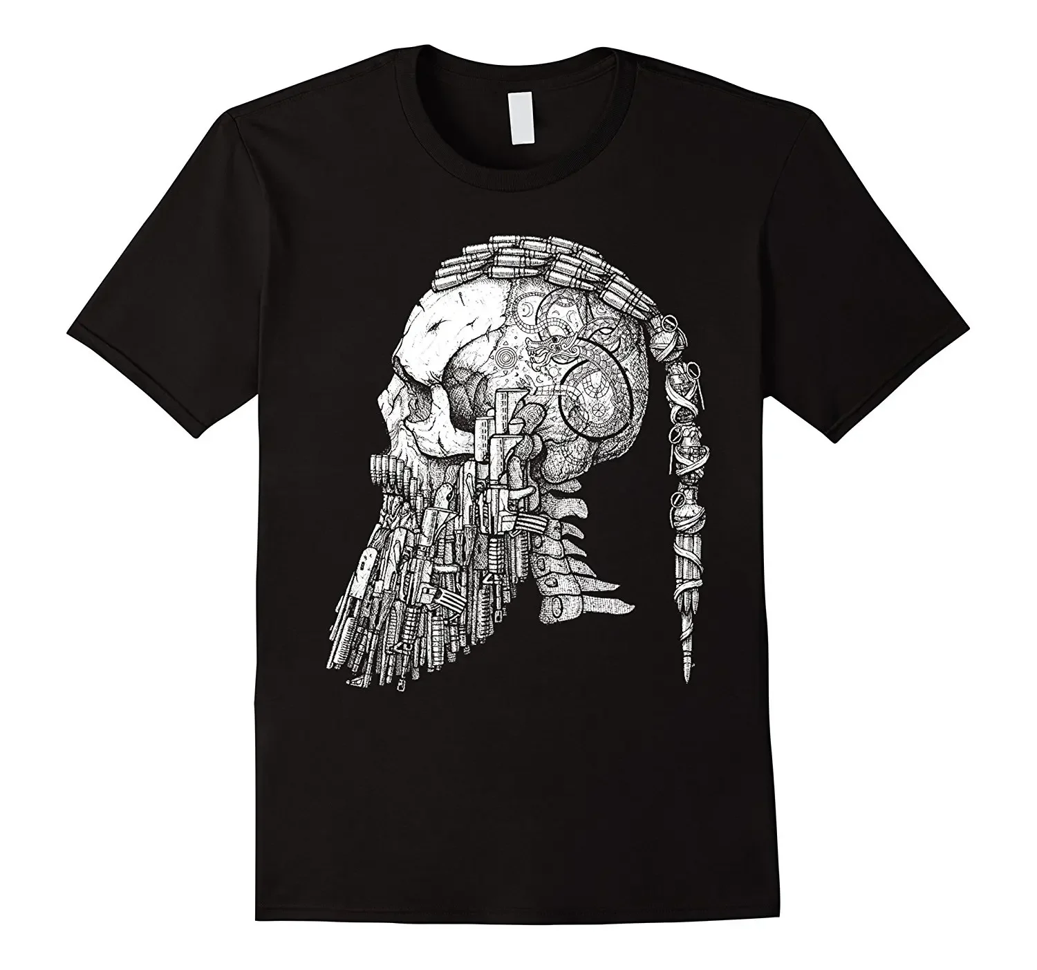 

Classic Gun and Ammunition Weapon Skull T-Shirt 100% Cotton O-Neck Summer Short Sleeve Casual Mens T-shirt Size S-3XL