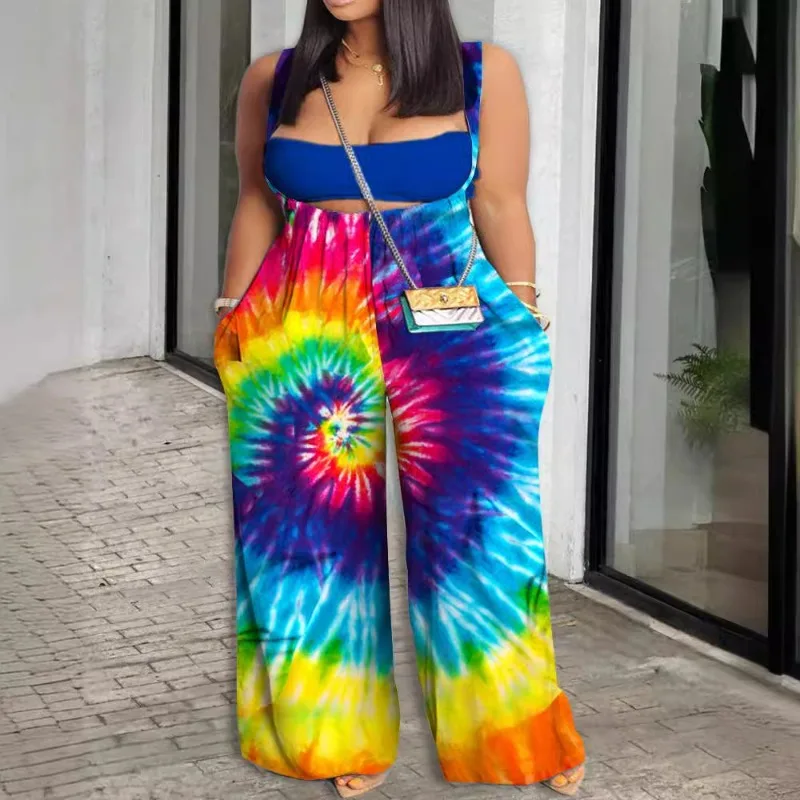 2024 Spring Summer New Women's Clothing Pure Color Tube-Top Sling Loose One-Piece Trousers