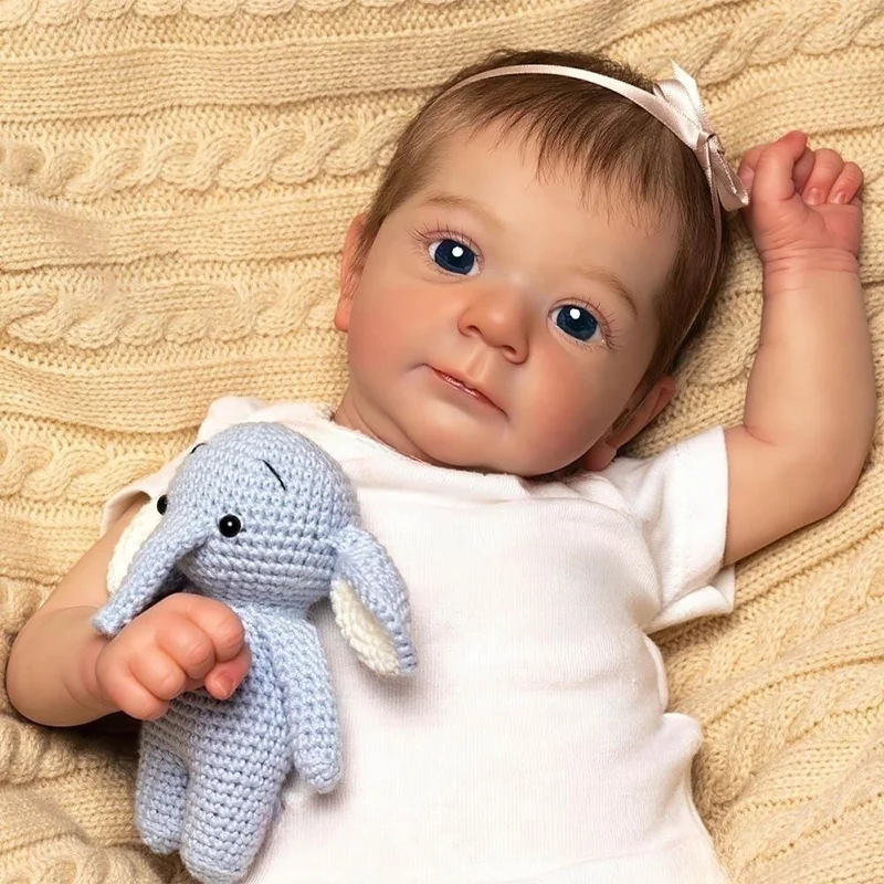 45cm Reborn Baby Doll Felicia Already Finished Doll with rooted Hair Soft Vinyl Newborn Baby 3D Skin Visible Veins