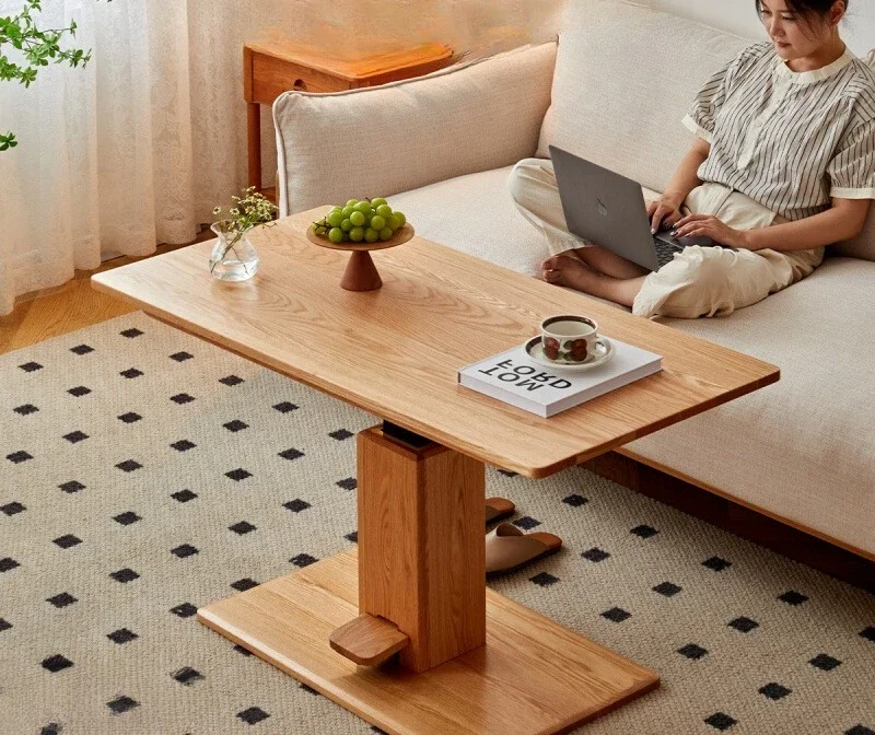 Solid wood lifting living room small apartment modern simple new dining table dual-purpose