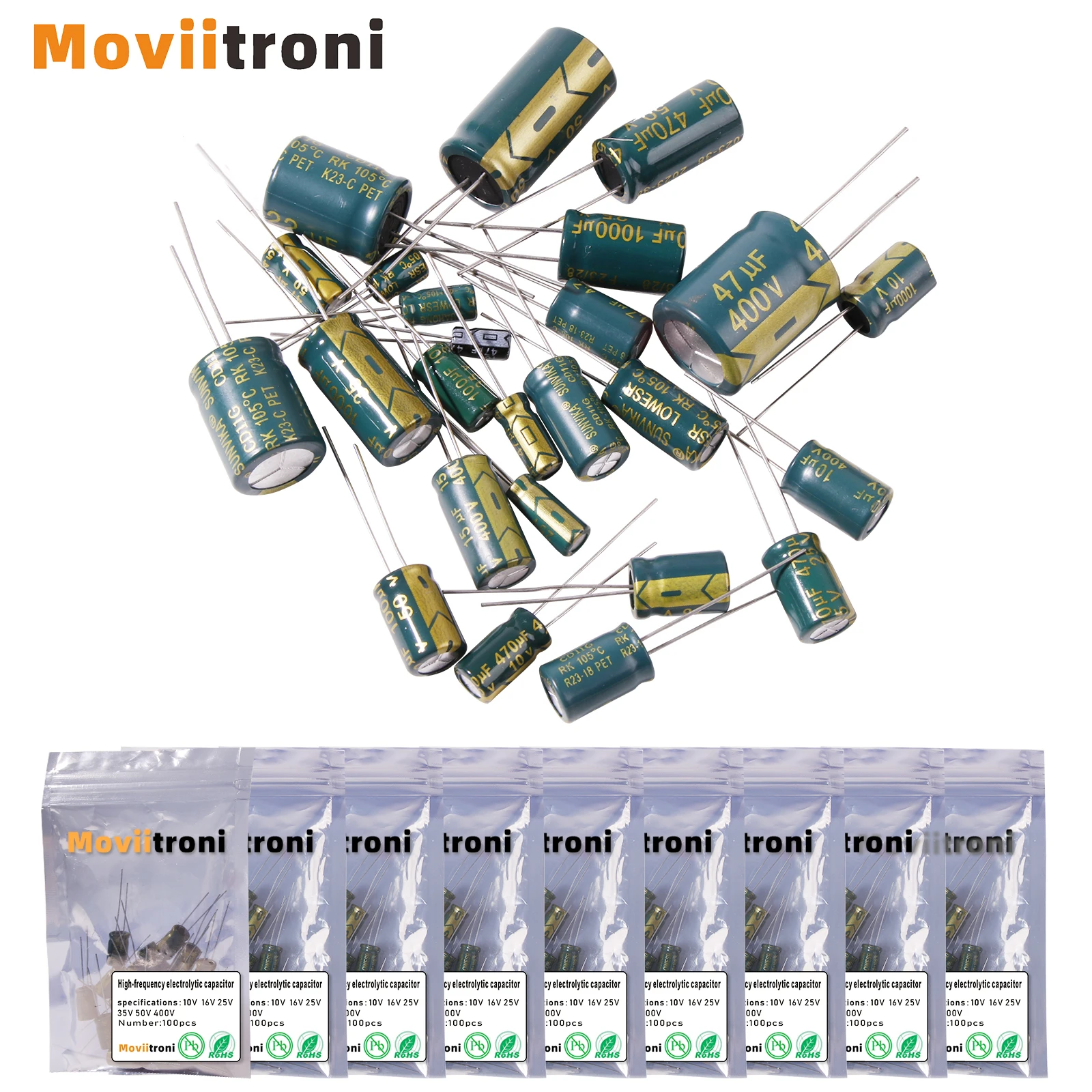 5-100pcs High Frequency Electrolytic Capacitor 10V 16V 25V 35V 50V 400V for TV, LCD Monitor, Game