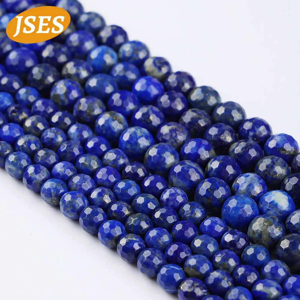 

Natural Lapis Lazuli Faceted Beads Non Staining Loose Space Bead for Jewelry Making 4/6/8/10mm Bracelet Necklace DIY Accessories