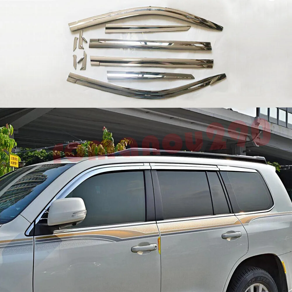 For LEXUS LX570 2008-2015 Chrome Window Visor Vent Shades Sun Rain Guard 10pcs