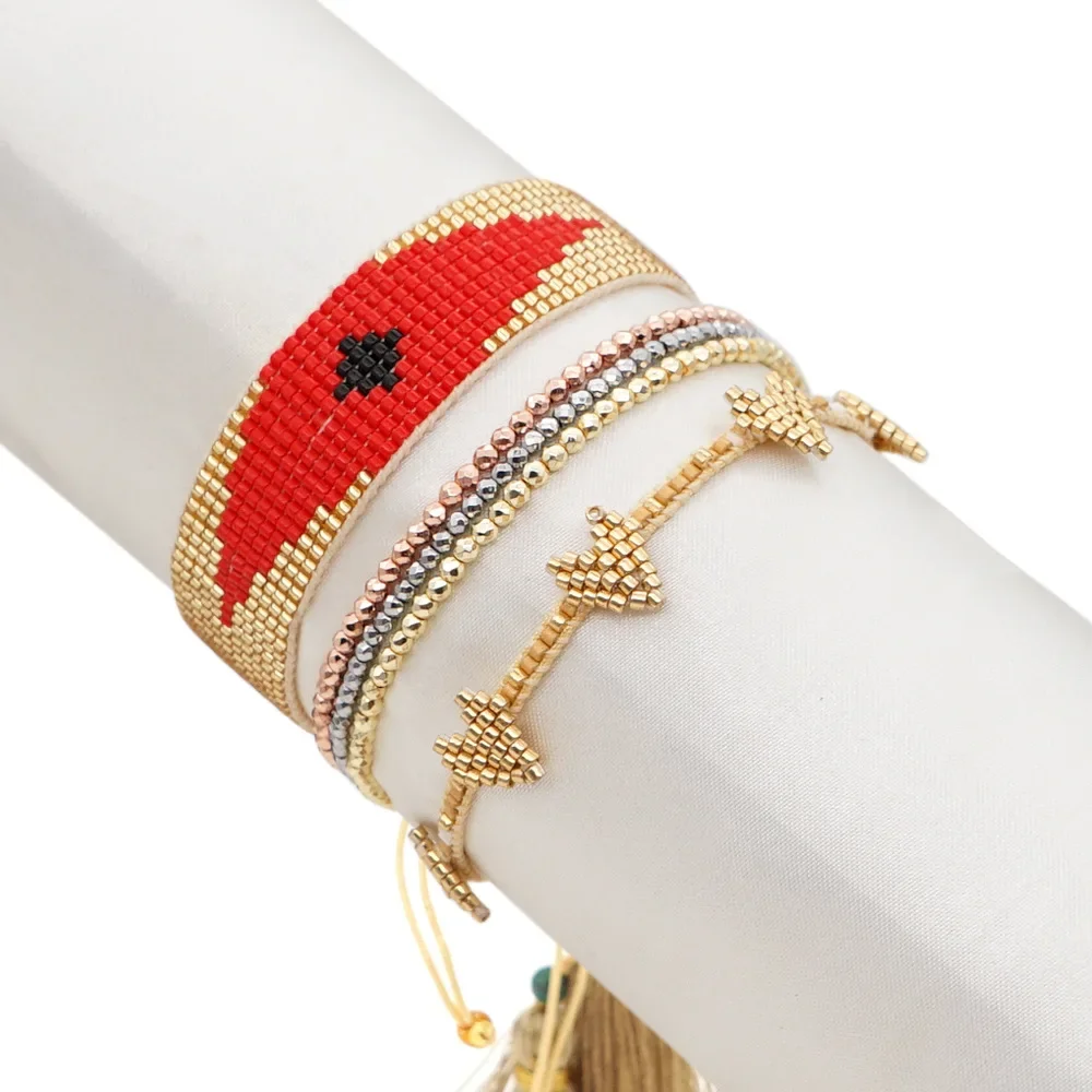 Beaded Bracelet  Hand woven  fashion  Lucky Eye  originality  Versatile  love  Simplicity  Bohemia  Unisex  Rice Ball Bracelet