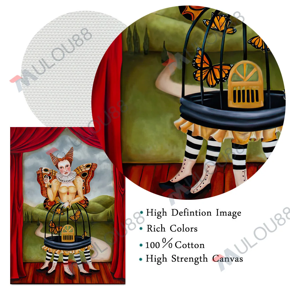 The Timekeepers And Alien Girl Abstract Wall Art Canvas Painting Lady Rabbit And Judge Crow Gothic Art Poster Print Home Decor