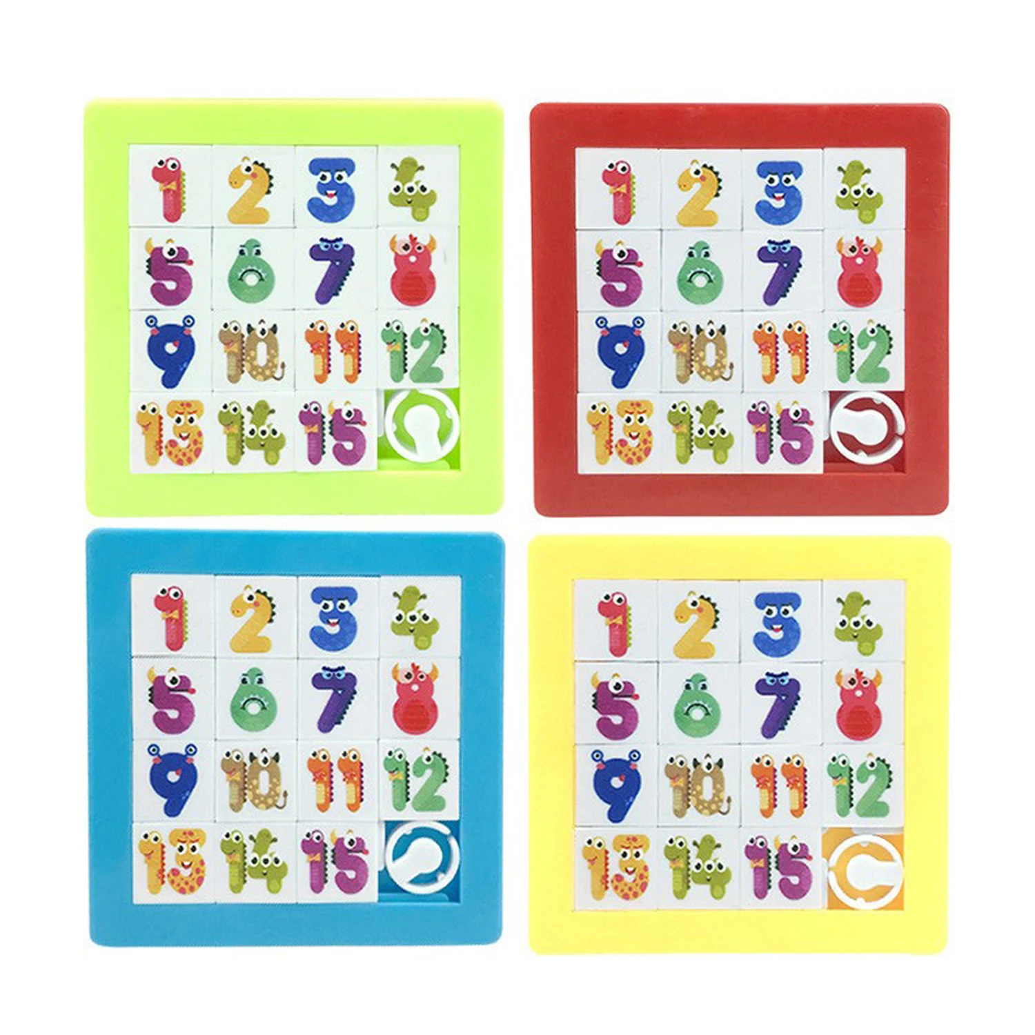 Puzzle coulissant en plastique pour enfants, quinze chiffres, casse-tête, récompenses scolaires, cadeaux de fête, jouets éducatifs d'apprentissage pour garçons et filles