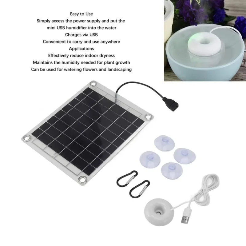 

-A54T Solar Panel Humidifier 10W Single Sided Portable USB Atomizer Energy Saving Moisturizing Water Pump Gardening Supplies