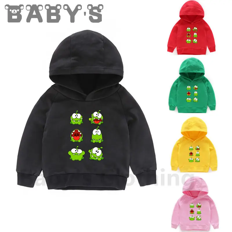 

Hot Game Cut The Rope Om Nom Frog Cartoon Kids Hoodies Boys Girls Sweatshirts Cotton Children Outwear Clothes Baby Tops,KMT5410