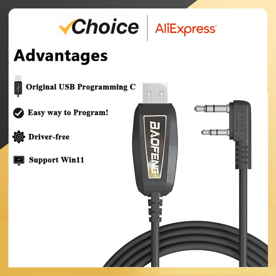 Walkie Talkie Programming Cable for UV-5RH UV-18 Pro Max UV-21 Quansheng UV-K6 Support Window 11 Driver Free Radio's Accessories view 3