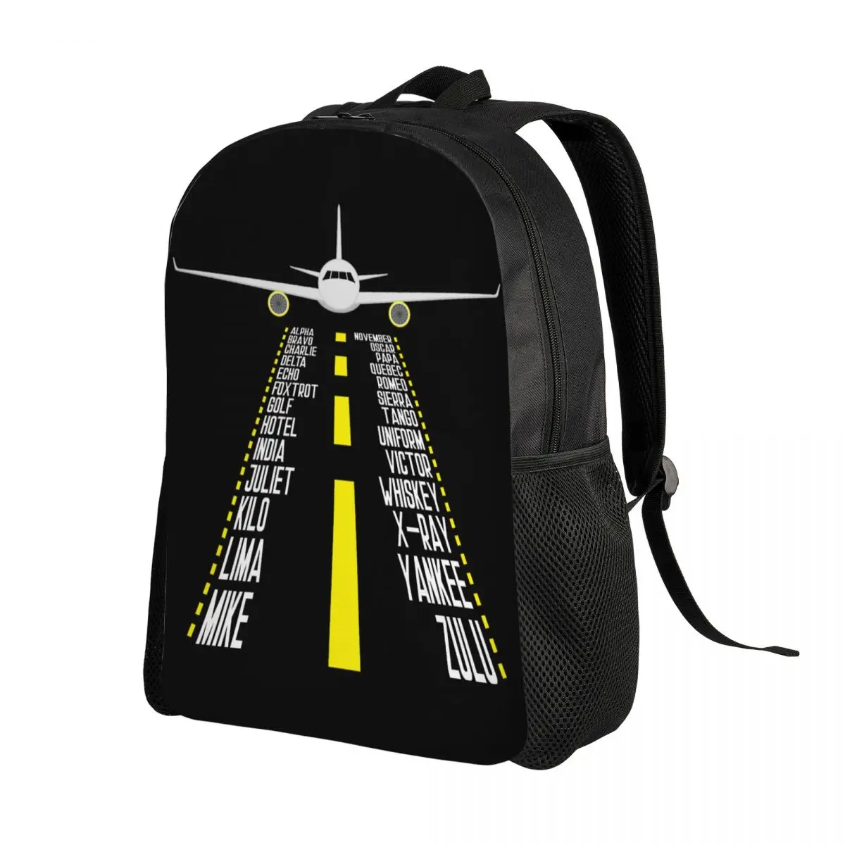 Pilot Alphabet Aviation Aircraft Gift Laptop Backpack Women Men Fashion Bookbag for School College Student Airplane Aviator Bags