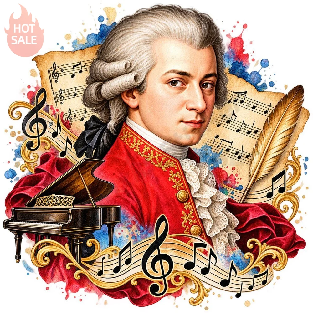 Wolfgang Amadeus Classical Composer Portrait Music Historical Art Vinyl Sticker UV Protection For Toolbox Decal Car Styling
