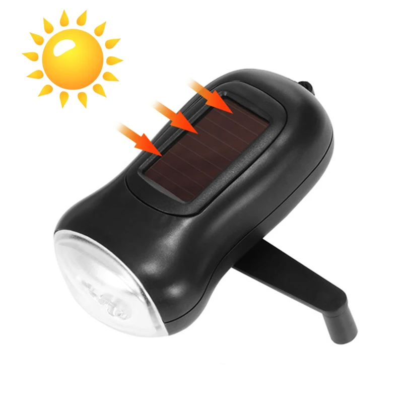 Portable LED  Flashlight Hand Crank Dynamo Solar Flashlights Torch Outdoor Camping Mountaineering Night Linternas
