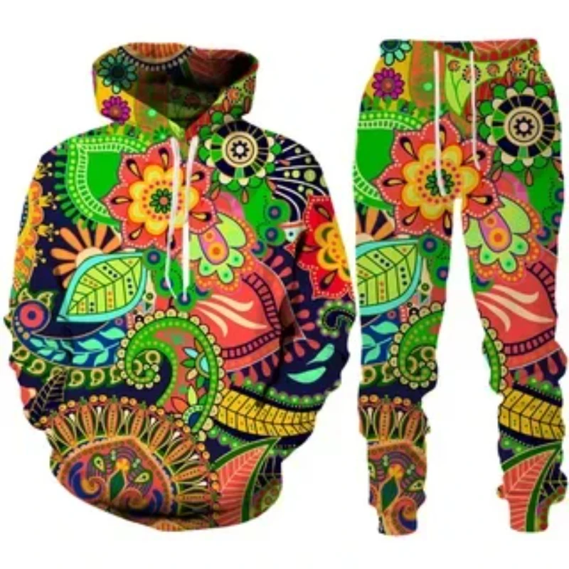 Folk Custom 3d Print Hoodies Sets Trousers Suits Men Tracksuit 2pcs Sets Long Sleeve Casual Comfortable Ethnic Style Man Clothes