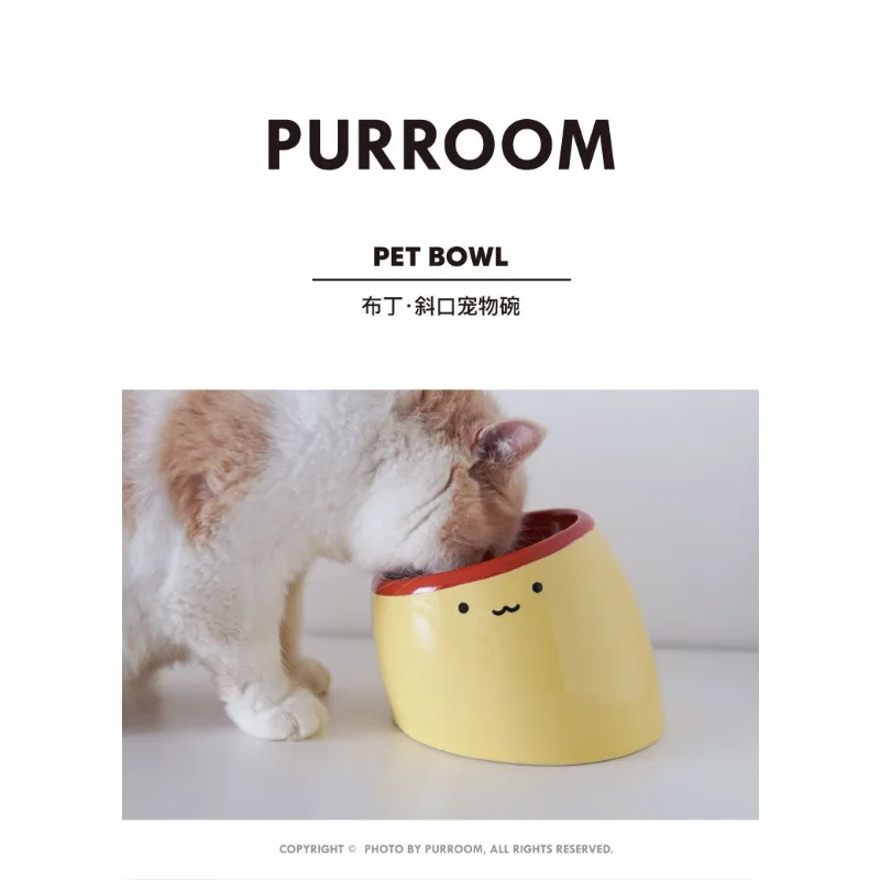 

Керамическая миска для кошек с защитой от проливания пудинга, приподнятая наклонная кромка, дизайн курицы, защита шеи, блюдо от прыщей