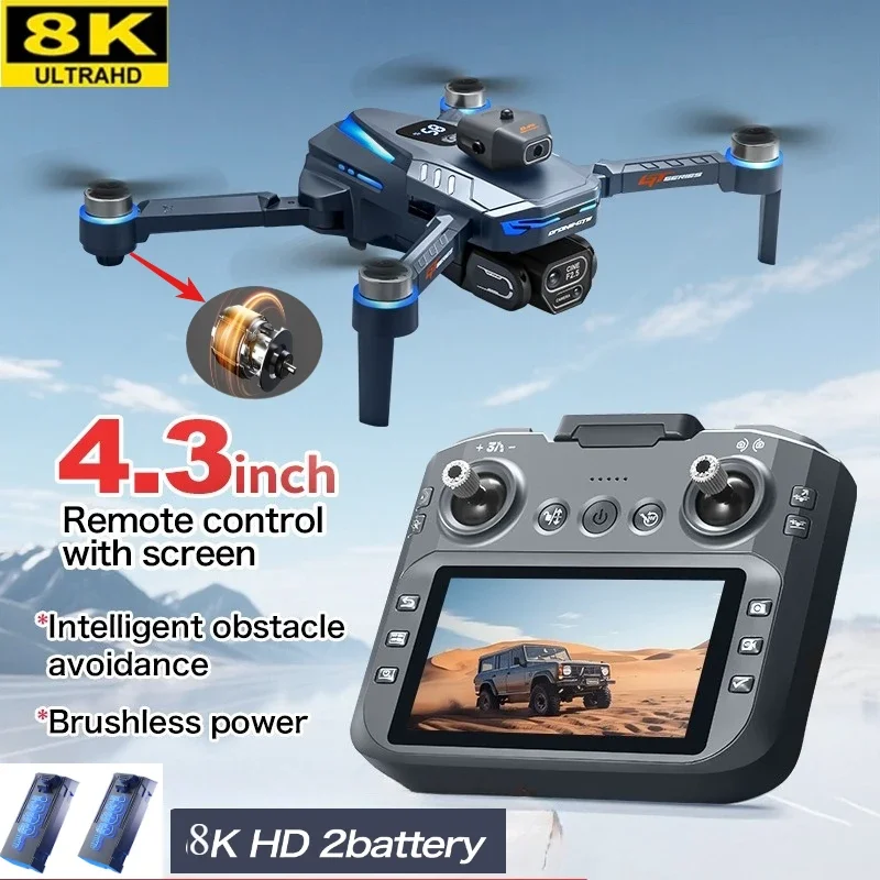 GT8 Obstacle Avoidance with 4.3-inch Screen Aerial Photography Brushless Drone Dual Lens WIFI Professional Aerial Camera Drone