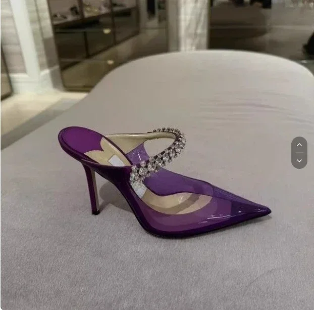 Весна и осень 2021, новые европейские и американские женские туфли на высоком каблуке с бриллиантами, банкетные сексуальные босоножки на шпильке