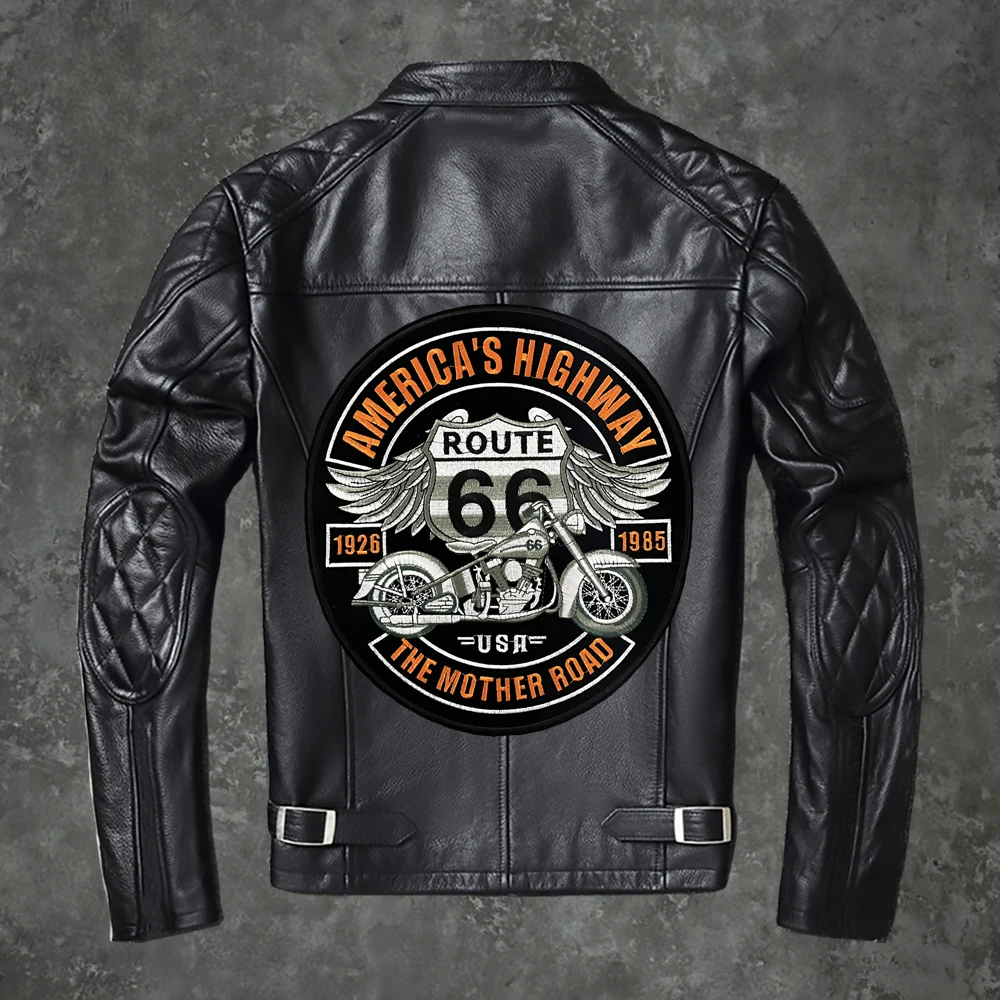 Route 66 USA matka droga łatka haftowana naklejki motocykl kurtka kamizelka wzór do naszycia 24*25.5CM