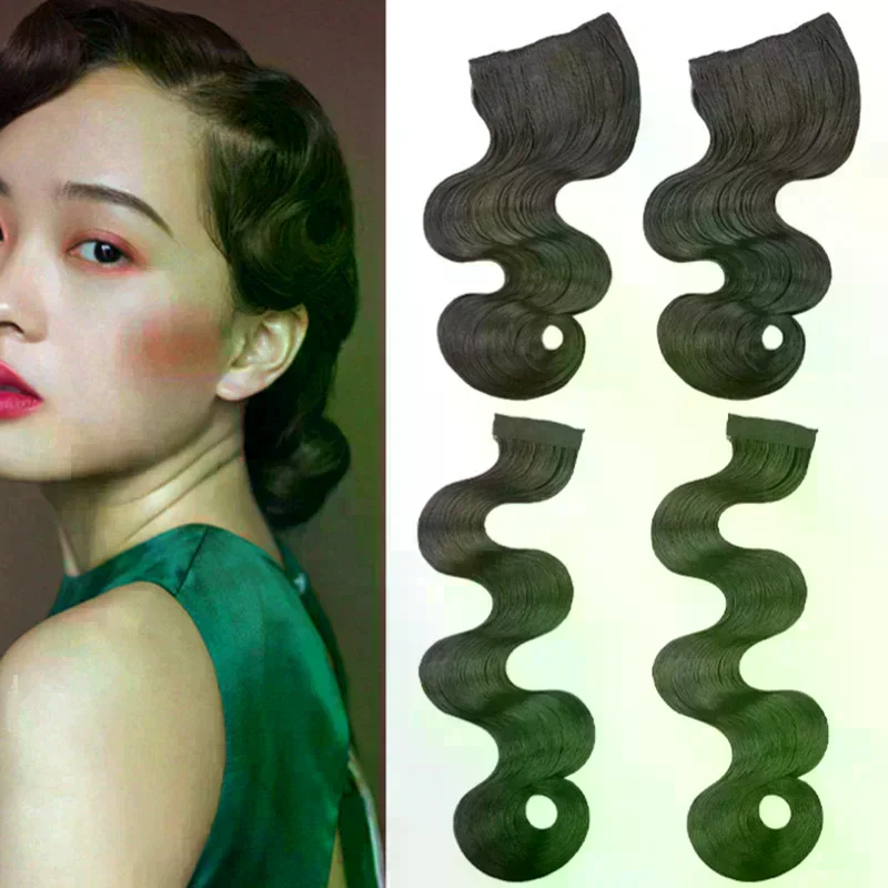 الاصطناعية خمر اليد دفع تموج الانفجارات وهمية جمهورية الصين نمط موجة رئيس شعر مستعار قطعة العتيقة للنساء #2